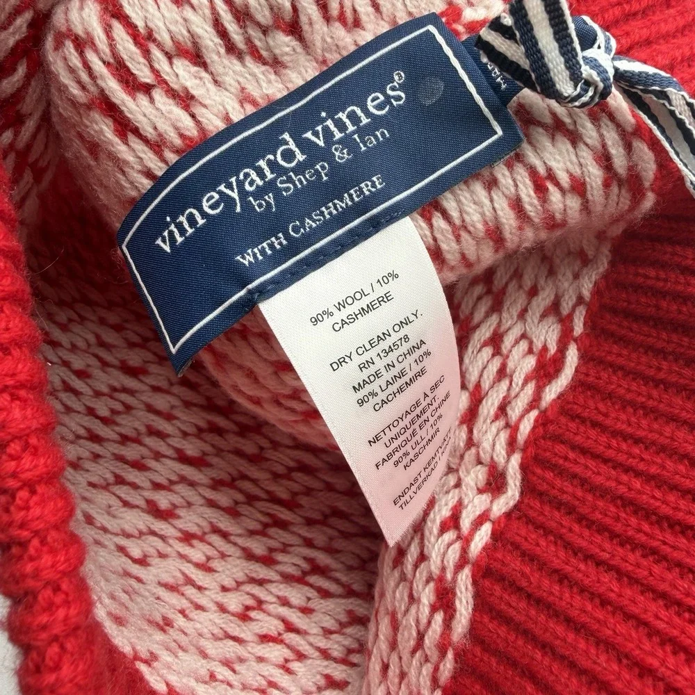 Vineyard Vines Birdseye Knit Cuff Beanie Hat Cap‎ Red Velvet Knit Wool/Cashmere